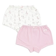 粉色愛心兔女平口褲-2入(護膚天絲洞洞提花布)