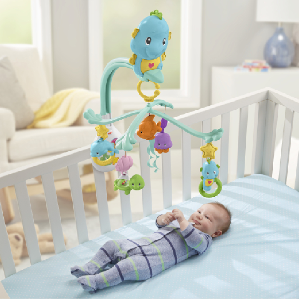 嬰兒睡眠訓練，推薦你選用「費雪海馬安撫床鈴」