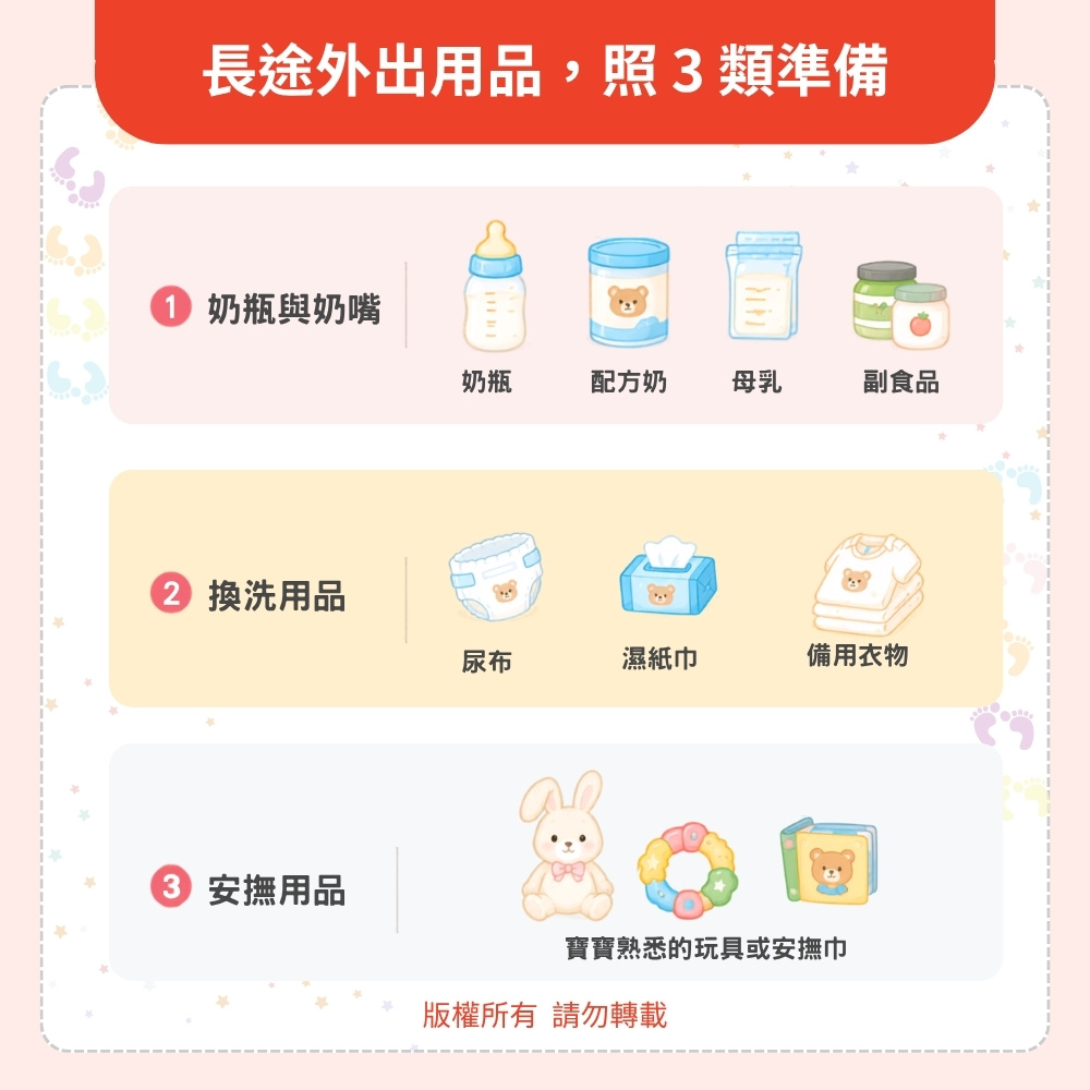 長途外出的用品,照3類準備 長途外出的用品,照3類準備