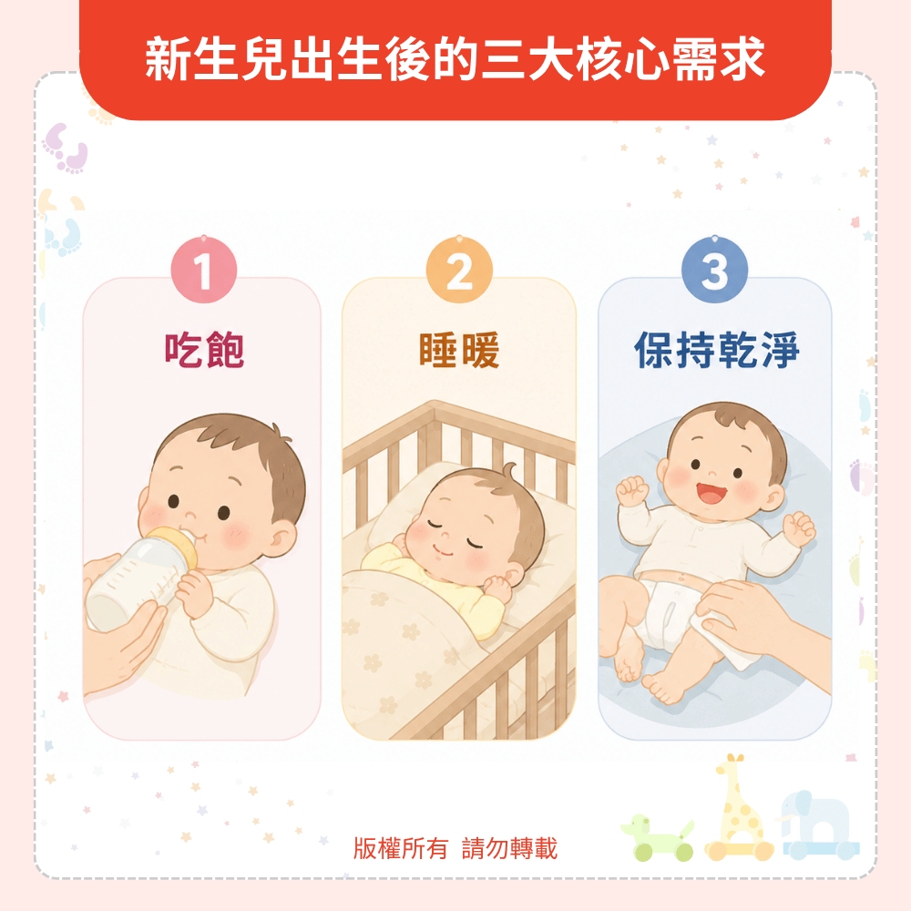 新生兒出生後的三大核心需求