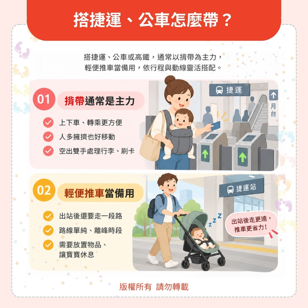 搭捷運、公車怎麼帶? 搭捷運、公車怎麼帶?